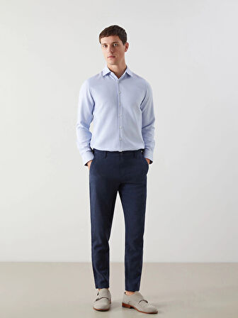 LCWAIKIKI Formal Mavi Slim Fit Uzun Kollu Armürlü Erkek Gömlek