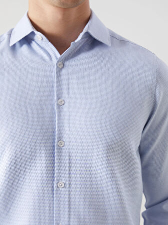 LCWAIKIKI Formal Mavi Slim Fit Uzun Kollu Armürlü Erkek Gömlek