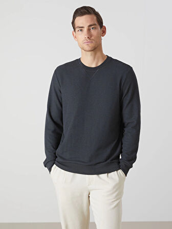 LCWAIKIKI Classic Antrasit Bisiklet Yaka Uzun Kollu Erkek Sweatshirt