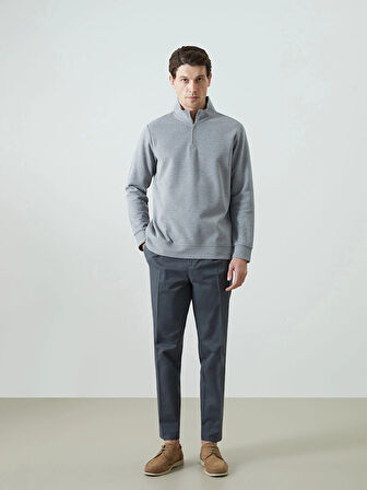 LCWAIKIKI Classic Gri Dik Yaka Erkek Sweatshirt