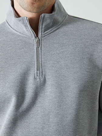 LCWAIKIKI Classic Gri Dik Yaka Erkek Sweatshirt