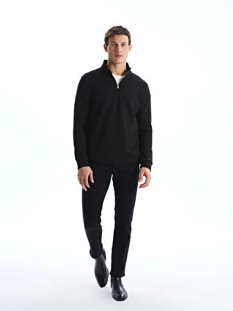 LCWAIKIKI Classic Siyah Dik Yaka Erkek Sweatshirt