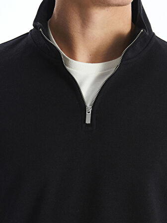 LCWAIKIKI Classic Siyah Dik Yaka Erkek Sweatshirt