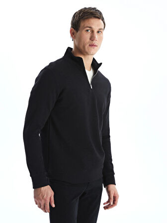 LCWAIKIKI Classic Siyah Dik Yaka Erkek Sweatshirt