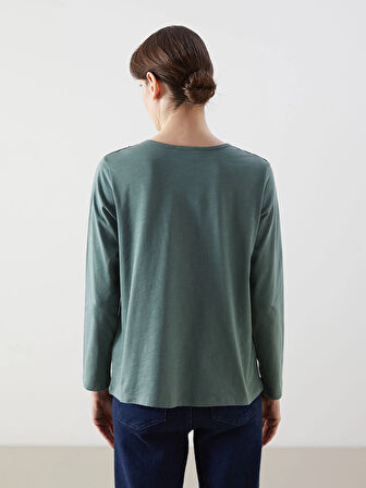 LCW Grace Yeşil Bağlamalı Yaka Nakışlı Kadın Bluz