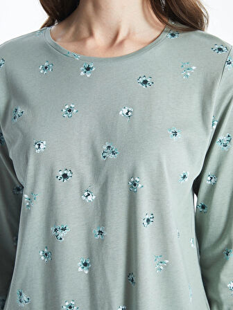 LCW Grace Yeşil Bisiklet Yaka Çiçekli Kadın Bluz