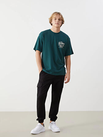 XSIDE Yeşil Bisiklet Yaka Dallas Baskılı Penye Erkek Tişört