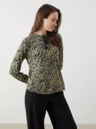 LCW Grace Karişik Bağlamalı Yaka Etnik Desenli Bluz