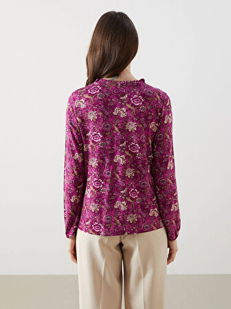 LCW Grace Mürdüm Bağlamalı Yaka Çiçekli Bluz