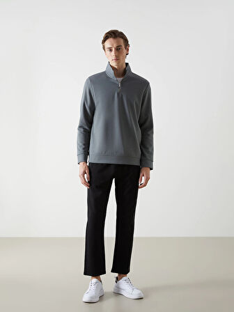 LCWAIKIKI Classic Gri Dik Yaka Erkek Sweatshirt