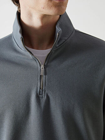 LCWAIKIKI Classic Gri Dik Yaka Erkek Sweatshirt