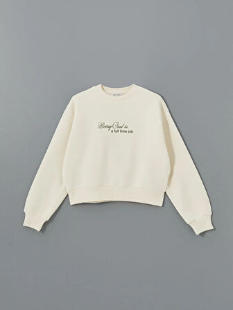 Bisiklet Yaka Baskılı Oversize Kadın Kalın Sweatshirt_W4KY44Z8-J0E_8684681035647_M - L
