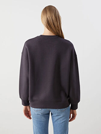 Taşlı Oversize Kadın Kalın Sweatshirt_W4KY56Z8-LY9_8684681035739_M - L