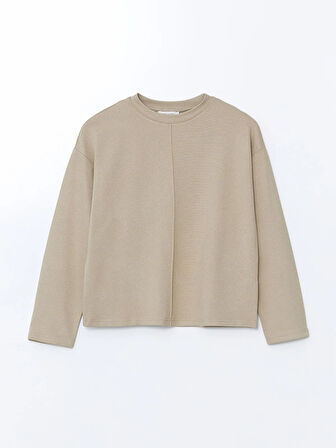 Bisiklet Yaka Düz Oversize Kadın Sweatshirt_W4KF05Z8-GHR_8684681039331_M