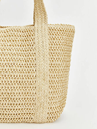 LCW ACCESSORIES Ekru Hasır Kadın Plaj Çantası