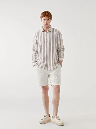 XSIDE GRİ Regular Fit Uzun Kollu Çizgili Erkek Gömlek