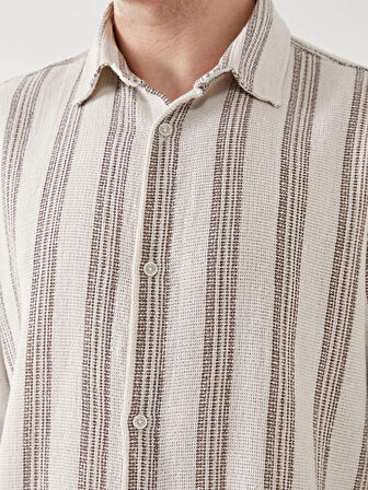 XSIDE GRİ Regular Fit Uzun Kollu Çizgili Erkek Gömlek