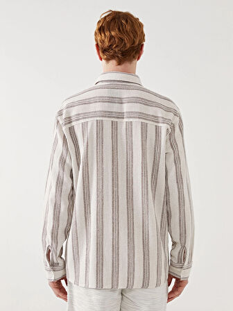 XSIDE GRİ Regular Fit Uzun Kollu Çizgili Erkek Gömlek