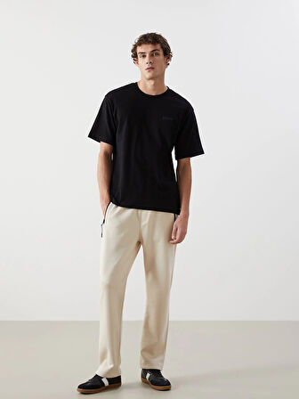 XSIDE Siyah Bisiklet Yaka Kısa Kollu Baskılı Penye Erkek Tişört