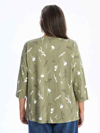 LCW Grace YEŞİL V Yaka Desenli Kadın Bluz