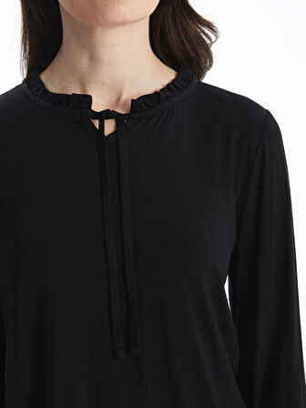 LCW Grace Siyah Bağlamalı Yaka Kadın Bluz