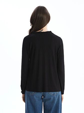 LCW Grace Siyah Bağlamalı Yaka Kadın Bluz