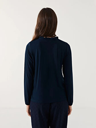 LCW Grace Lacivert Bağlamalı Yaka Kadın Bluz