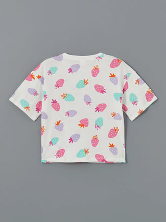 LCW Kids Ekru Bisiklet Yaka Kız Çocuk Şortlu Pijama Takımı