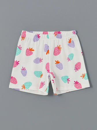 LCW Kids Ekru Bisiklet Yaka Kız Çocuk Şortlu Pijama Takımı
