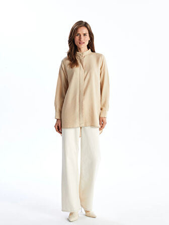 LCWAIKIKI Classic BEJ Hakim Yaka Kadın Gömlek Tunik