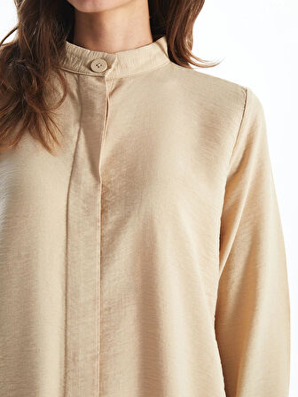 LCWAIKIKI Classic BEJ Hakim Yaka Kadın Gömlek Tunik