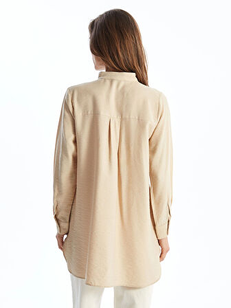 LCWAIKIKI Classic BEJ Hakim Yaka Kadın Gömlek Tunik