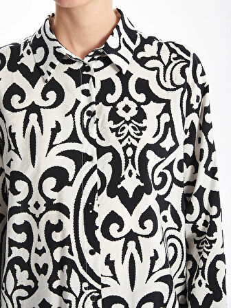 LCWAIKIKI Classic SİYAH Desenli Kadın Gömlek Tunik