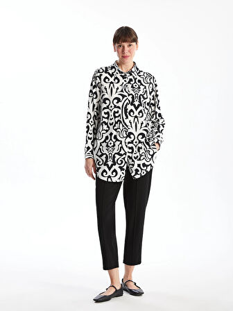 LCWAIKIKI Classic SİYAH Desenli Kadın Gömlek Tunik