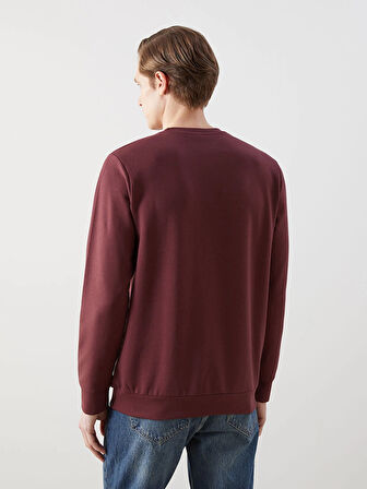 LCWAIKIKI Classic Bordo Bisiklet Yaka Uzun Kollu Baskılı Erkek Sweatshirt