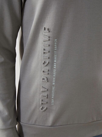 LCWAIKIKI Classic Gri Bisiklet Yaka Uzun Kollu Baskılı Erkek Sweatshirt