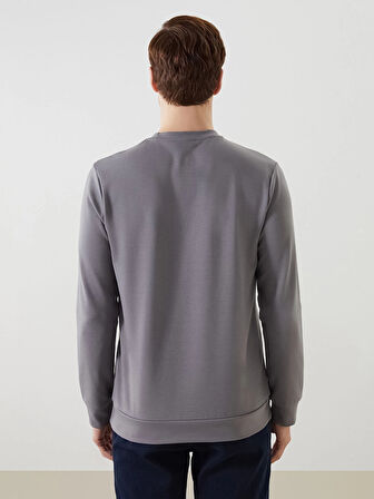 LCWAIKIKI Classic Yeşil Bisiklet Yaka Uzun Kollu Baskılı Erkek Sweatshirt