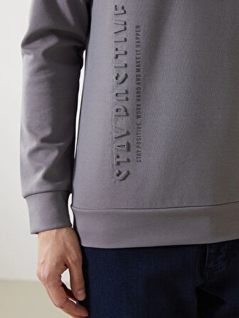 LCWAIKIKI Classic Yeşil Bisiklet Yaka Uzun Kollu Baskılı Erkek Sweatshirt