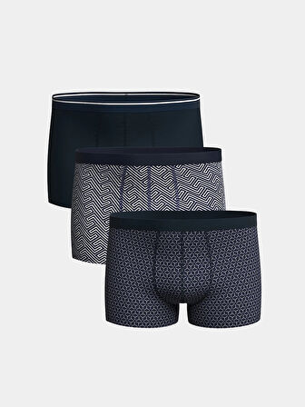 LC WAIKIKI Lacivert Standart Kalıp Pamuklu Esnek Erkek Boxer 3'lü