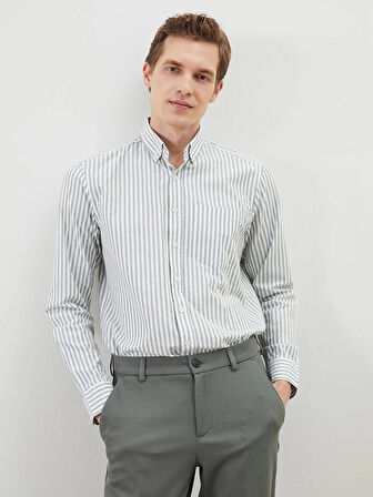 LCWAIKIKI Classic  Regular Fit Uzun Kollu Çizgili Erkek Gömlek