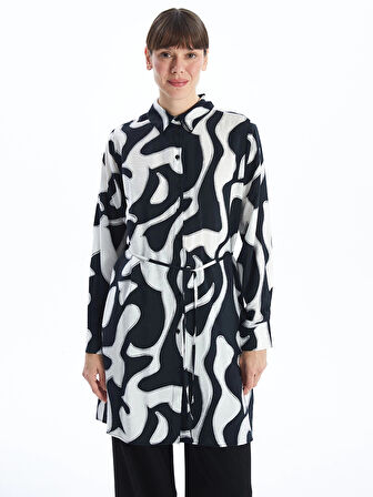 LCWAIKIKI Classic SİYAH Desenli Kadın Gömlek Tunik