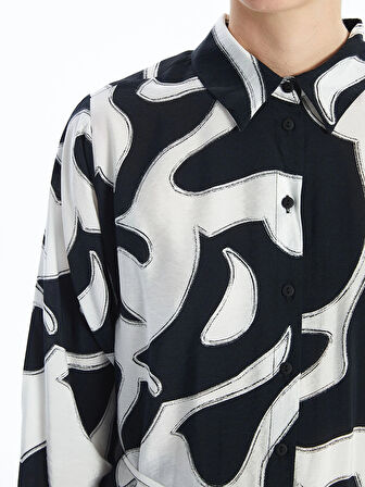 LCWAIKIKI Classic SİYAH Desenli Kadın Gömlek Tunik