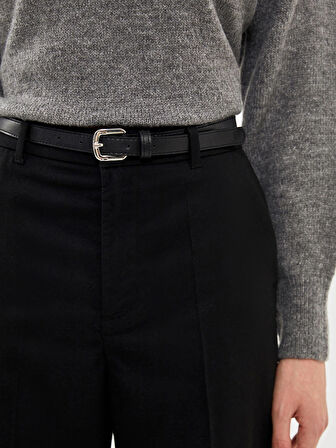 LCW Vision SİYAH Beli Kemerli Loose Fit Kadın Pantolon