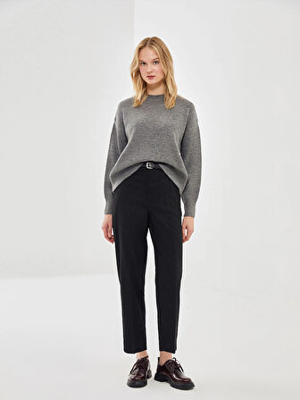 LCW Vision SİYAH Beli Kemerli Loose Fit Kadın Pantolon