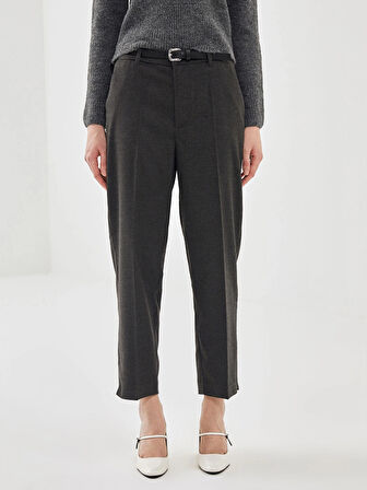 LCW Vision GRİ Beli Kemerli Loose Fit Kadın Pantolon