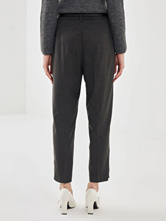 LCW Vision GRİ Beli Kemerli Loose Fit Kadın Pantolon