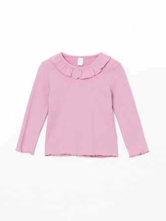 LCW Kids Pembe Bisiklet Yaka Basic Kız Çocuk Tişört