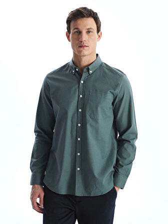 LCWAIKIKI Classic YEŞİL Regular Fit Uzun Kollu Oxford Erkek Gömlek