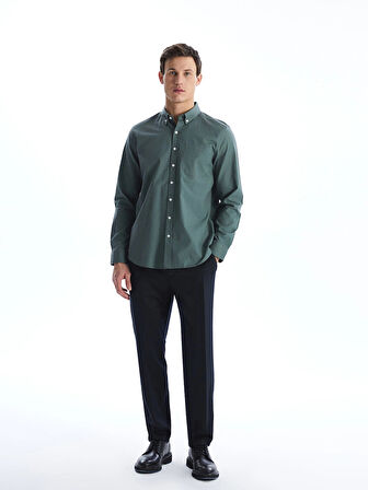 LCWAIKIKI Classic YEŞİL Regular Fit Uzun Kollu Oxford Erkek Gömlek