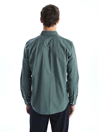 LCWAIKIKI Classic YEŞİL Regular Fit Uzun Kollu Oxford Erkek Gömlek